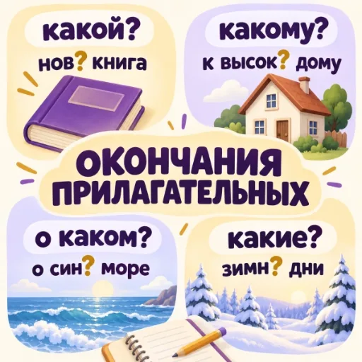 Окончания прилагательных - правила и упражнения