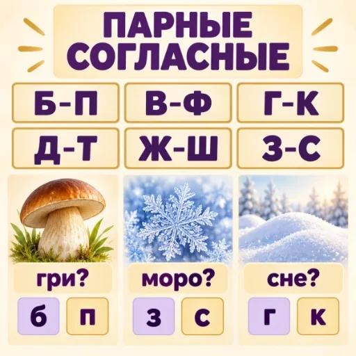 Парные согласные в корне слова - упражнения и тренажёр