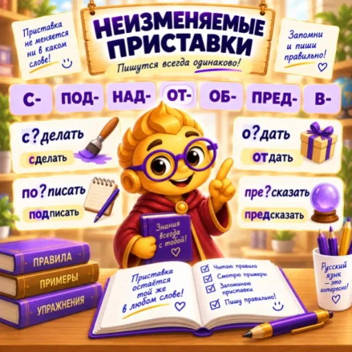 Неизменяемые приставки - правила и упражнения