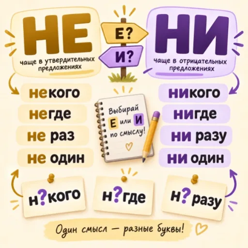 НЕ и НИ - правила, упражнения и тренажёр