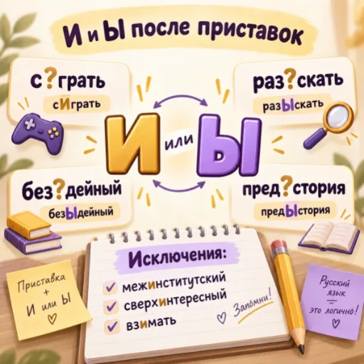 И и Ы после приставок - правила и упражнения