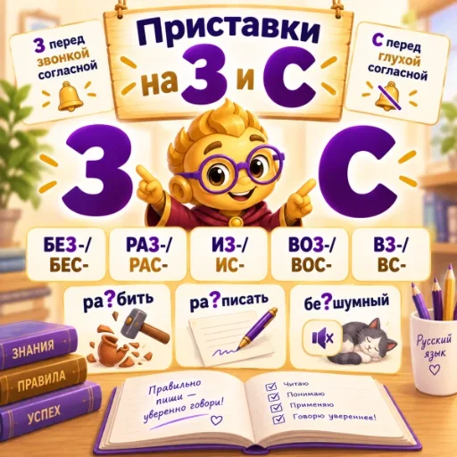 Приставки на З и С - правило, упражнения и тренажёр