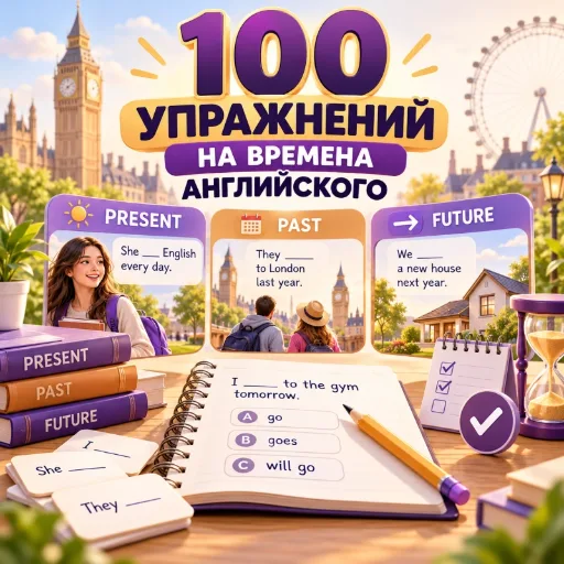 Времена английского языка - 100 упражнений с пропусками