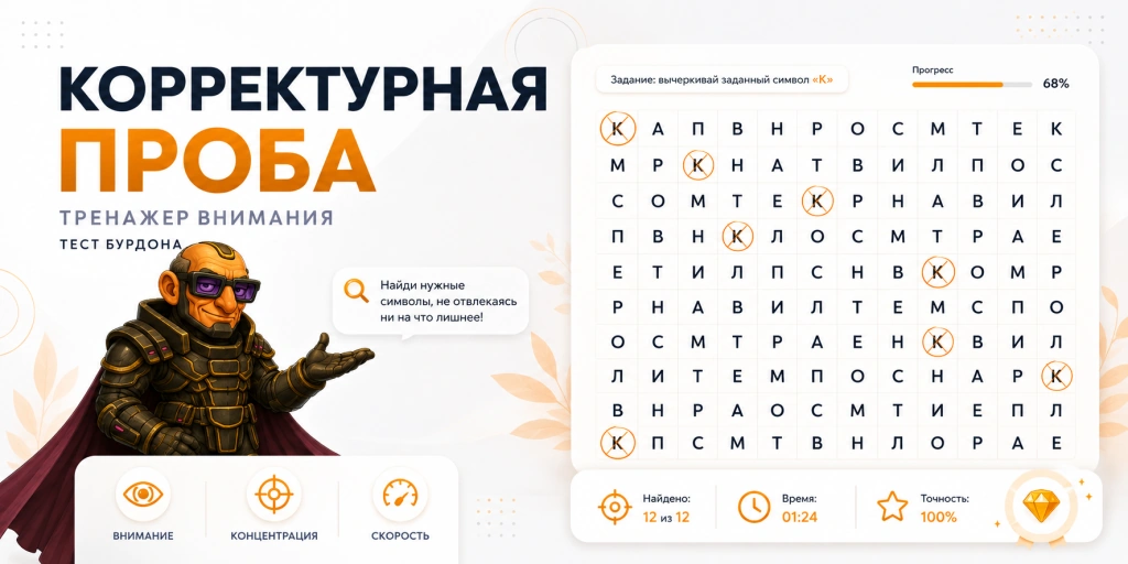 Корректурная проба - тренажер внимания